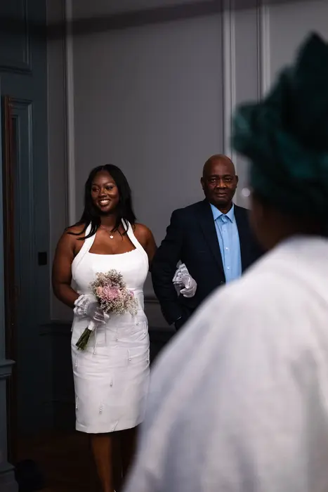 Bride arriving with her father on the wedding day, photographed by Imisi Bamiro, Coventry photographer