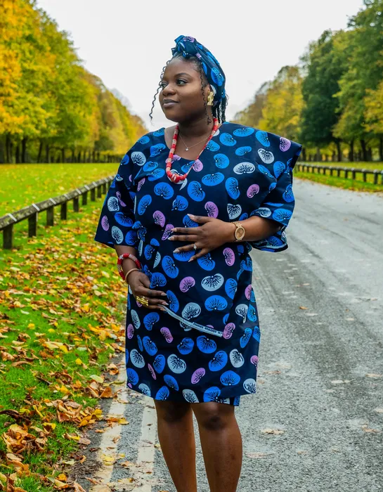 Pre-wedding couple shoot in matching blue Ankara print, photographed by Imisi Bamiro, Coventry photographer